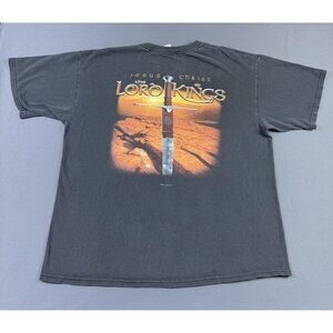 Rare Vintage Y2K Jesus Christ Lord Of Kings Pray Sword Sun Fade XL Black Shirt